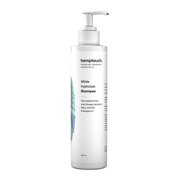 Eine Flasche Hanf Shampoo & Duschgel von Hemptouch (250 ml) auf weißem Hintergrund.