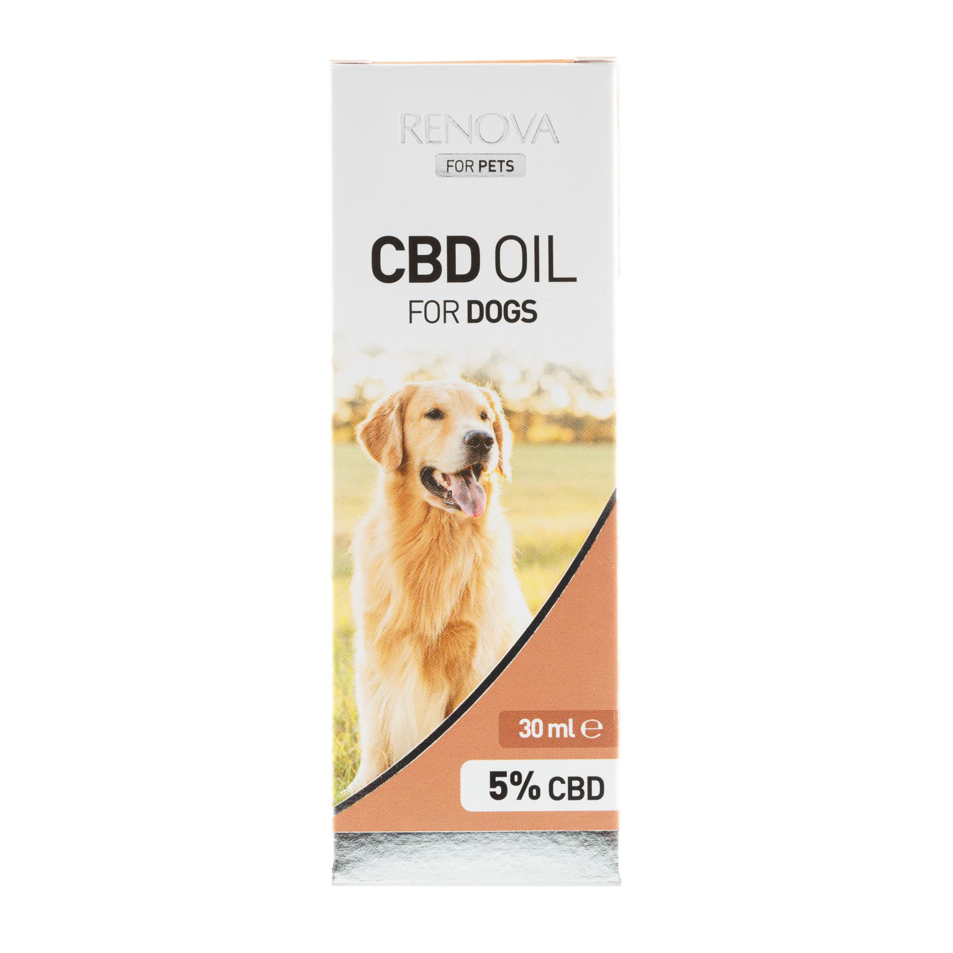 eine Flasche Renova - CBD-Öl 5% für Hunde (30ml).