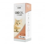 eine Schachtel Renova CBD-Öl 5% für Katzen (30ml) auf weißem Hintergrund.