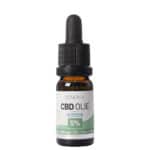 Eine Flasche Renova CBD-Öl mit Pfefferminzgeschmack 5 % auf weißem Hintergrund.