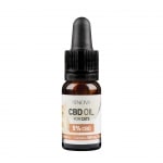 Eine Flasche Renova - CBD-Öl 5 % für Katzen (10 ml) auf weißem Hintergrund.