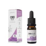 Eine Flasche Renova CBD Öl 3% neben einer Schachtel Renova CBD Öl 3%.