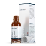 Eine Flasche Meladol - Fall Asleep - CBD + Melatonin + vit. B6 (30ml) neben einer Kiste.