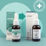 eine Flasche Meladol - Fall Asleep - CBD + Melatonin + vit. B6 (30ml) neben einer Schachtel Meladol - Fall Asleep - CBD + Melatonin+ vit. B6 (30ml).